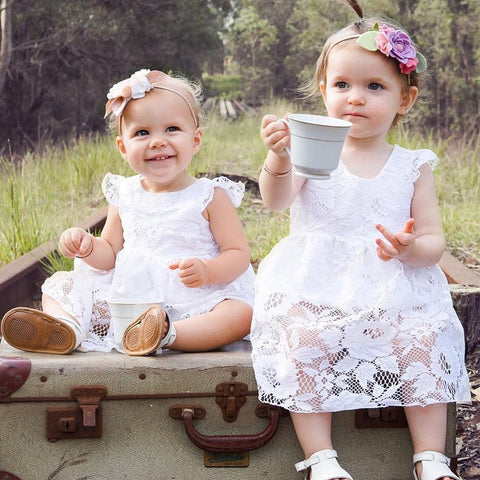 LYONAVA 2018 new summer children's girls lace embroidered princess flying sleeves Inside were tricorn ropmers comfortable dress