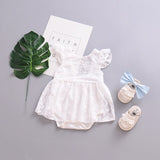 LYONAVA 2018 new summer children's girls lace embroidered princess flying sleeves Inside were tricorn ropmers comfortable dress