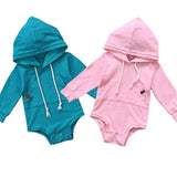 Baby Boys Girls Hoodie Bodysuit 2019 New Autumn Winter Long Sleeve Sweatshirt Sweater Hooded Plain Tops Jumpsuit Clothes