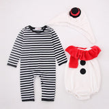Baby Christmas Cosplay Snowman Ropmer Infant Baby Christmas Flannel Romper+Vest+Hat Sets Baby Boy Girl New Year Outfirts 6-18M