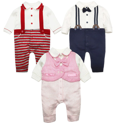 Newborn Baby Girl Clothes New Fashion Child-Clothing Long Sleeve Cotton Gentleman Baby Romper Infant Baby Boy Girl Ropmers