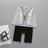 2018 New Fashion Newborn Baby Ropmer Long Sleeve Baby Boy Girl Clothes  Cotton Baby Rompers gentleman white Navy Blue