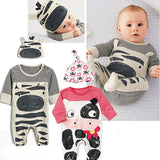 Spring New Fashion Newborn Baby Ropmer Cartoon Long Sleeve Zebra Cow Print Baby Boy Girl Clothes Cotton Sleepwear Baby Rompers