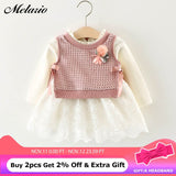 Melario Flower Baby Girls Dresses Autumn Baby Girls Clothes Casual Cartoon knit Kids Princess Dress Cotton Newborn Kids Clothing