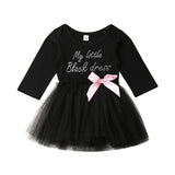 Fashion Newborn Baby Girls Princess Dress Long Sleeve Pink Black Letter Tutu A line Autumn Party Formal Dresses 0-18M