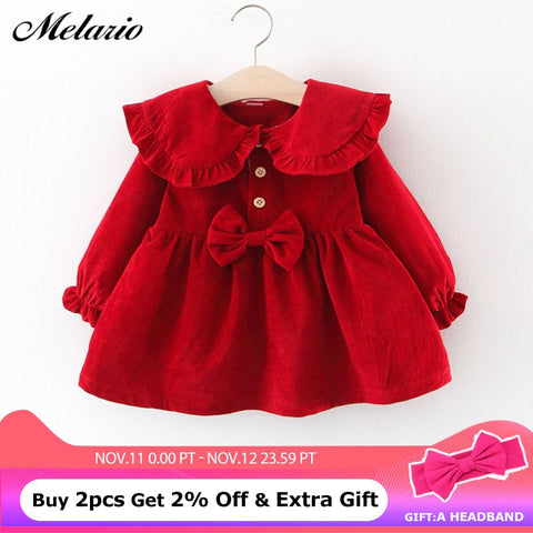 Melario Baby Girl Dress Long Sleeve Autumn Winter Dress 1 Year Birthday Party Toddler Girls Kids Clothes Vestido Bebes Infantil