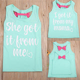 Cute Candy Color Family Mother and Daughter Kids Matching Vest Warmth Letter Tank Tee Set Sleeveless Outfit Casual T shirt