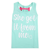 Cute Candy Color Family Mother and Daughter Kids Matching Vest Warmth Letter Tank Tee Set Sleeveless Outfit Casual T shirt