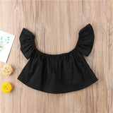 Newborn Baby Girls Princess Ruffle Off Shoulder Crop Top T-shirt Summer Sunsuit Kid Girl Summer Blouse 0-2Years