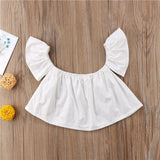 Newborn Baby Girls Princess Ruffle Off Shoulder Crop Top T-shirt Summer Sunsuit Kid Girl Summer Blouse 0-2Years