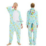 New Unicorn Pajamas onesie Women Kugurumi panda Winter Flannel Pajama Kigurumi Adult Nightie Stitch unicornio Sleepwear Overalls