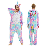 New Unicorn Pajamas onesie Women Kugurumi panda Winter Flannel Pajama Kigurumi Adult Nightie Stitch unicornio Sleepwear Overalls