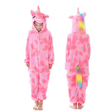 Girls Boys Winter Kigurumi Pajamas Unicorn Cartoon Anime Animal Onesies Kids Sleepwear Flannel Warm Jumpsuit Children Pajamas