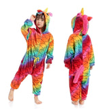 Girls Boys Winter Kigurumi Pajamas Unicorn Cartoon Anime Animal Onesies Kids Sleepwear Flannel Warm Jumpsuit Children Pajamas