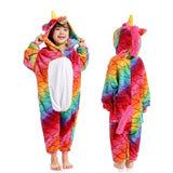 Girls Boys Winter Kigurumi Pajamas Unicorn Cartoon Anime Animal Onesies Kids Sleepwear Flannel Warm Jumpsuit Children Pajamas