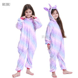 Girls Boys Winter Kigurumi Pajamas Unicorn Cartoon Anime Animal Onesies Kids Sleepwear Flannel Warm Jumpsuit Children Pajamas