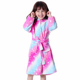 Kigurumi Unicorn Hooded Children Bathrobes Kids Star rainbow Bath Robe Animal For Boys Girls Pyjamas Nightgown Kids Sleepwear