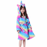 Kigurumi Unicorn Hooded Children Bathrobes Kids Star rainbow Bath Robe Animal For Boys Girls Pyjamas Nightgown Kids Sleepwear