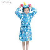 Kigurumi Unicorn Hooded Children Bathrobes Kids Star rainbow Bath Robe Animal For Boys Girls Pyjamas Nightgown Kids Sleepwear