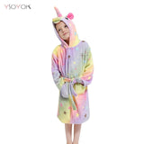 Kigurumi Unicorn Hooded Children Bathrobes Kids Star rainbow Bath Robe Animal For Boys Girls Pyjamas Nightgown Kids Sleepwear