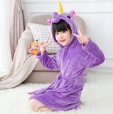 Kigurumi Unicorn Hooded Children Bathrobes Kids Star rainbow Bath Robe Animal For Boys Girls Pyjamas Nightgown Kids Sleepwear