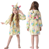 Kigurumi Unicorn Hooded Children Bathrobes Kids Star rainbow Bath Robe Animal For Boys Girls Pyjamas Nightgown Kids Sleepwear