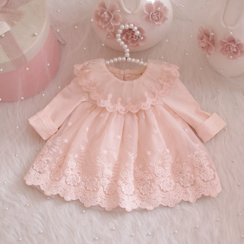 Girls Autumn Dresses Princess Wedding Ball Gown Dress Baby Girl Birthday Baptism Princess Lace Dress 0-24 Month