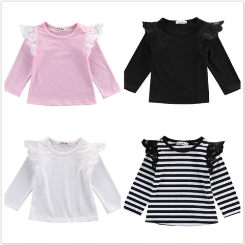 Newborn Infant Baby Kid Girl Long Sleeve T-Shirt Casual Laec Sleeve Tops Baby Girls Autumn Winter Clothes 0-24 Months