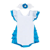 Ruffle Cotton Romper for Kid Novelty Costume Lolita Dress Maid Cosplay Clothes 2pcs Outfit Alice in Wonderland Original Design A