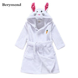 Winter Warm Flannel Children's Bathrobes Cute Cartoon Animal Cosplay Pajamas Bath Robe Sleepwear for 2-6 Years Old Baby Kids