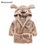 Winter Warm Flannel Children's Bathrobes Cute Cartoon Animal Cosplay Pajamas Bath Robe Sleepwear for 2-6 Years Old Baby Kids