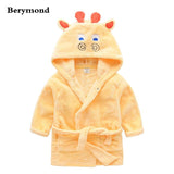Winter Warm Flannel Children's Bathrobes Cute Cartoon Animal Cosplay Pajamas Bath Robe Sleepwear for 2-6 Years Old Baby Kids