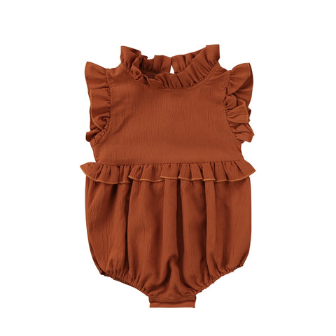 Summer Solid Ruffle Sleeveless Romper Newborn Baby Girls Clothes 2018 Vintage Princess Girls Kid Baby Jumpsuit Infant Outfits