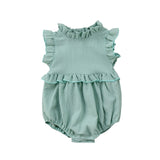 Summer Solid Ruffle Sleeveless Romper Newborn Baby Girls Clothes 2018 Vintage Princess Girls Kid Baby Jumpsuit Infant Outfits