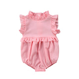 Summer Solid Ruffle Sleeveless Romper Newborn Baby Girls Clothes 2018 Vintage Princess Girls Kid Baby Jumpsuit Infant Outfits