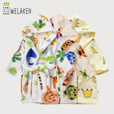 Cute Cartoon Pattern Children Bathrobe Autumn Long Sleeve Baby Pajamas Boys Girls Sleepwear Hooded Soft Kids Robes For Children