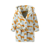 Cute Cartoon Pattern Children Bathrobe Autumn Long Sleeve Baby Pajamas Boys Girls Sleepwear Hooded Soft Kids Robes For Children