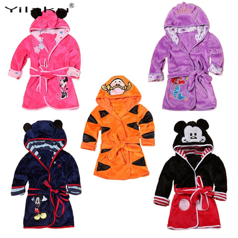 Yilaku Children's Robes Boys Girls Cartoon Sleepwear Kids Pajamas Bathrobes Kids Hooded Baby Robes For 2-6 Y CF534