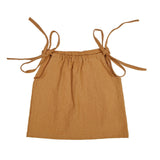 Newest Summer Baby Girl Cotton Strap Top Sleeveless T Shirt Newborn Shoulder Tie Top MAY14-A