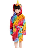 Cute Baby Bathrobes for Girls Pajamas Kids Rainbow Unicorn Pattern Hooded Beach Towel Boys Bath Robe Sleepwear Children Clothing