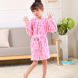 Cute Kids Robe Flannel Long Sleeve Baby Boys Girls Robes Bathing Robes Sleepwear Cartoon Animal Hooded Bath Robes Baby Clothes