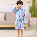 Cute Kids Robe Flannel Long Sleeve Baby Boys Girls Robes Bathing Robes Sleepwear Cartoon Animal Hooded Bath Robes Baby Clothes