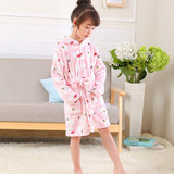 Cute Kids Robe Flannel Long Sleeve Baby Boys Girls Robes Bathing Robes Sleepwear Cartoon Animal Hooded Bath Robes Baby Clothes