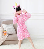 Cute Baby Bathrobes for Girls Pajamas Kids Rainbow Unicorn Pattern Hooded Beach Towel Boys Bath Robe Sleepwear Children Clothing