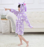 Cute Baby Bathrobes for Girls Pajamas Kids Rainbow Unicorn Pattern Hooded Beach Towel Boys Bath Robe Sleepwear Children Clothing