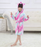 Cute Baby Bathrobes for Girls Pajamas Kids Rainbow Unicorn Pattern Hooded Beach Towel Boys Bath Robe Sleepwear Children Clothing