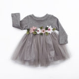 1PC Flower Girls Autumn Winter Knitted Dresses Cute Infant Baby Girl Long Sleeve Pink White White Tutu Ball Gown Dress 0-3Y