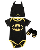 Fashion Batman Baby Boys Rompers Jumpsuit Cotton Tops+Shoes+Hat 3Pcs Outfit Clothes Set Newborn Toddler 0-24M Kids Clothes