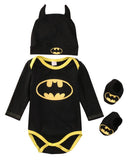 Fashion Batman Baby Boys Rompers Jumpsuit Cotton Tops+Shoes+Hat 3Pcs Outfit Clothes Set Newborn Toddler 0-24M Kids Clothes