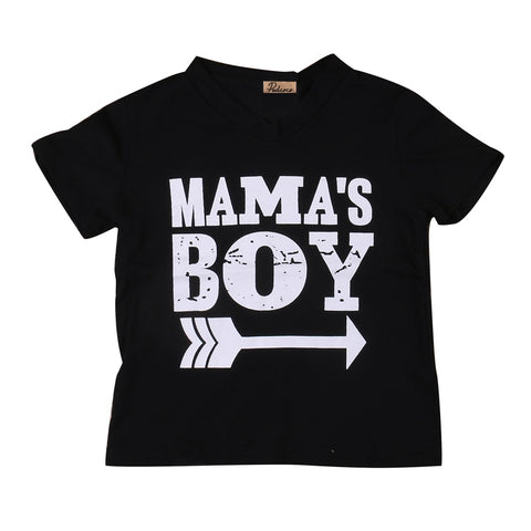 2018 Kids Mama Boy Printed Tops Mama Baby Boys Short Sleeve Arrow Black Cotton T Shirt Summer Casual Clothing SS